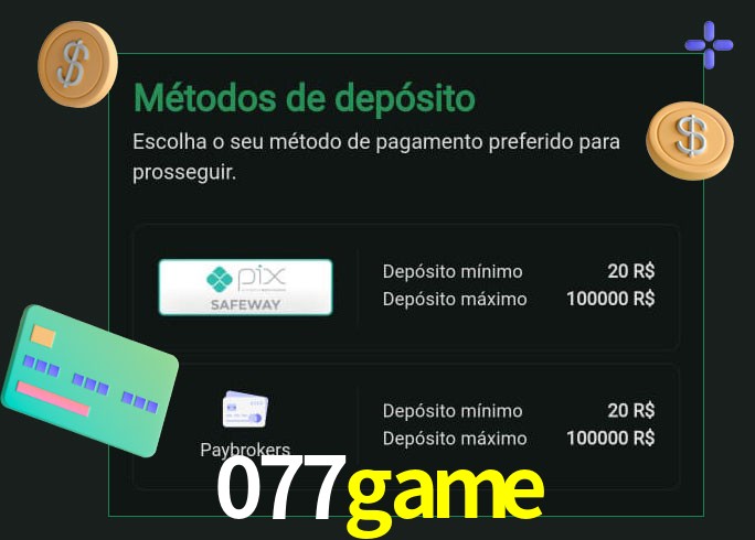 O cassino 077game oferece uma grande variedade de métodos de pagamento